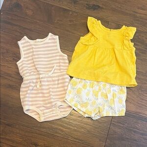 Summer Bundle 2 Baby Girl Outfits.  Carter and Little Planet Organic